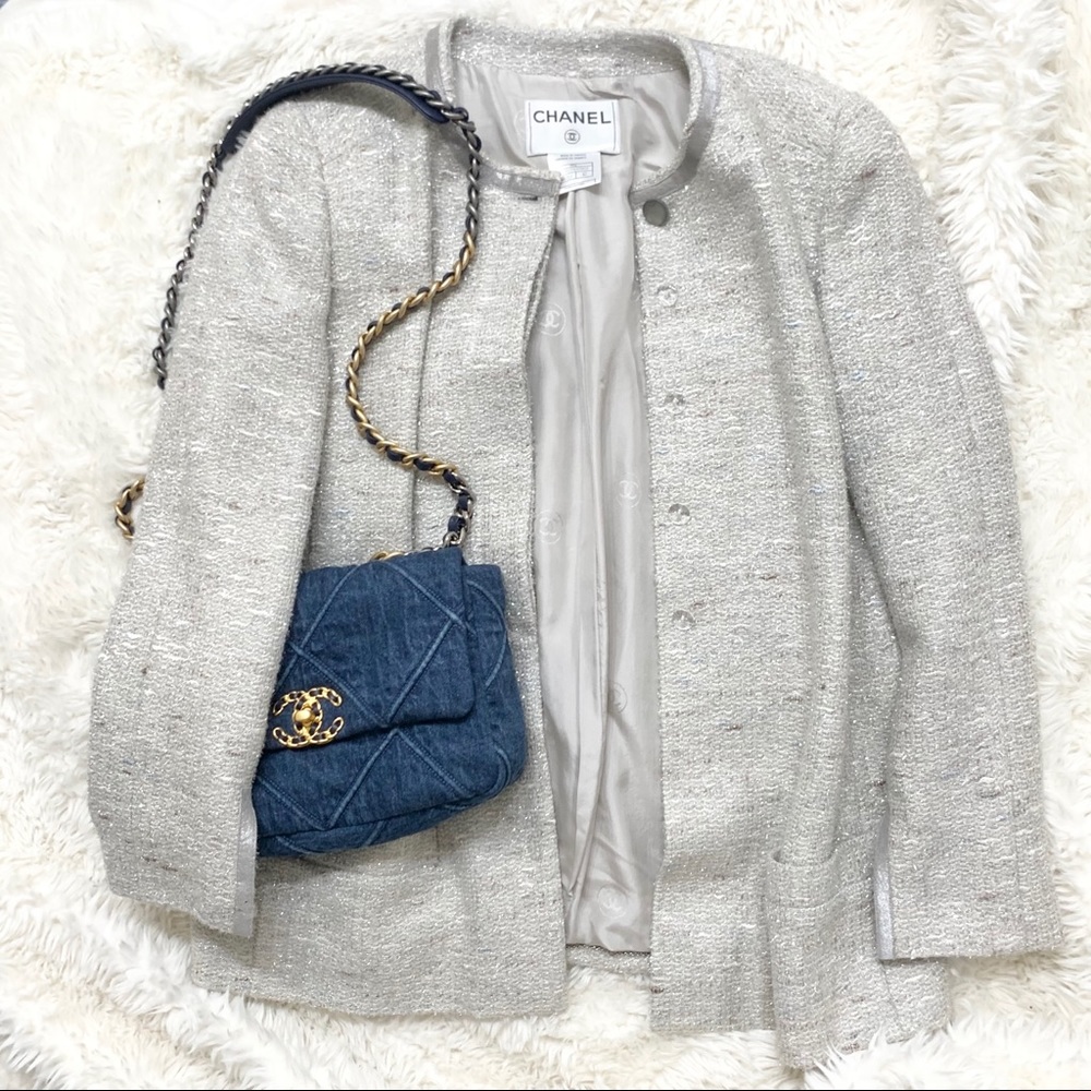 Chanel tweed blazer jacket sz 42